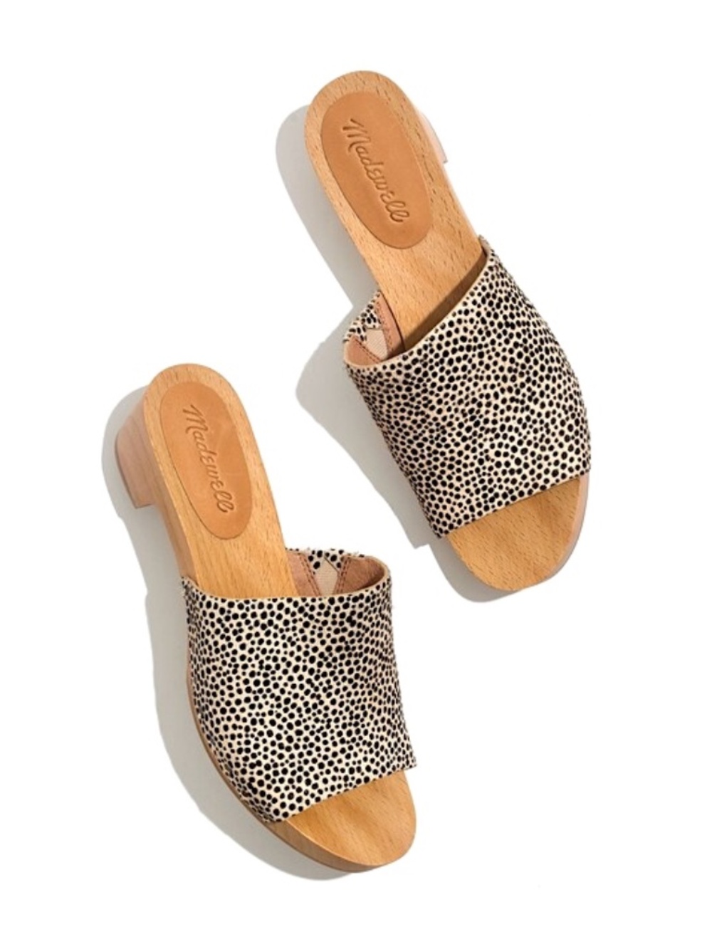 Madewell Black and Cream Dotted Slide Sandals